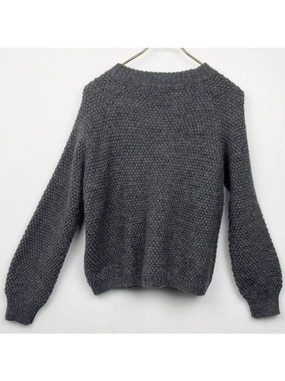 ALI GOLDEN MERINO AND ALPACA MOCK TURTLENECK GREY SWEATER SMALL - Picture 2 of 6